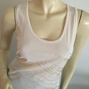 Magaschoni Collection scoop neck beaded asymmetrical tank top